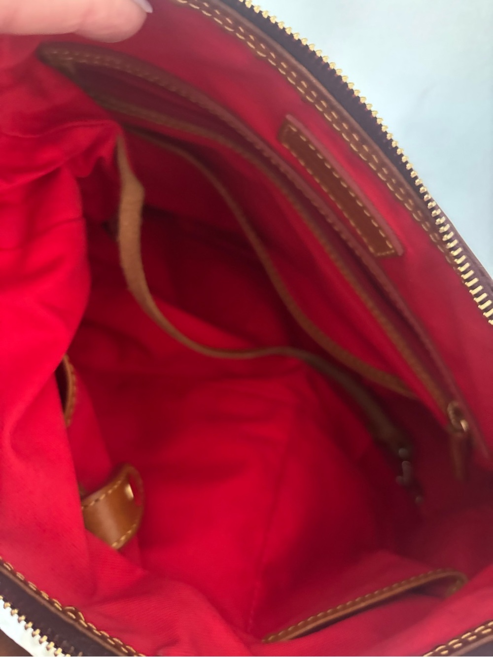 Dooney & Bourke Brown /Burgundy Logo Hobo Shoulder Bag - Picture 6 of 8